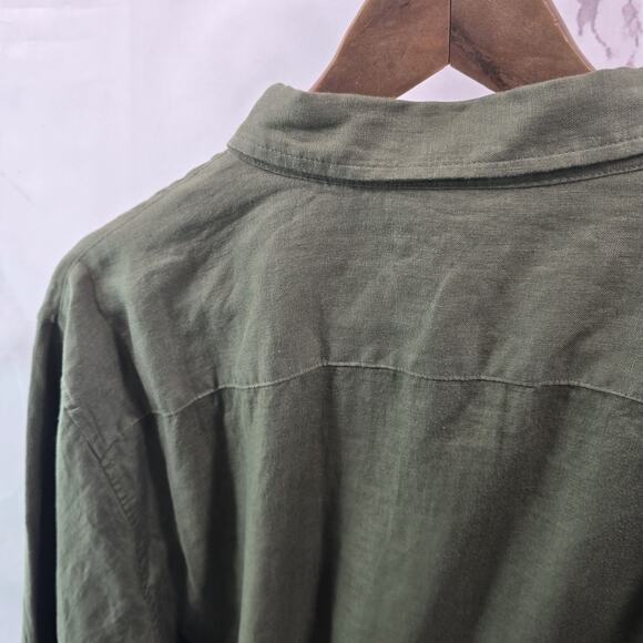 Everlane Shirt Mens 2XL XXL Green Linen Long Sleeve Button Down - Picture 8 of 14